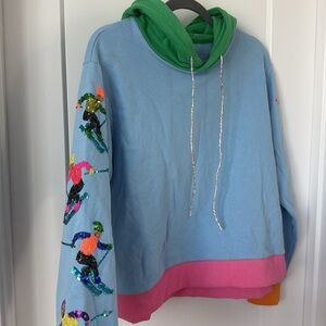 Colorful Ski Hoodie with Embroidered Sleeves